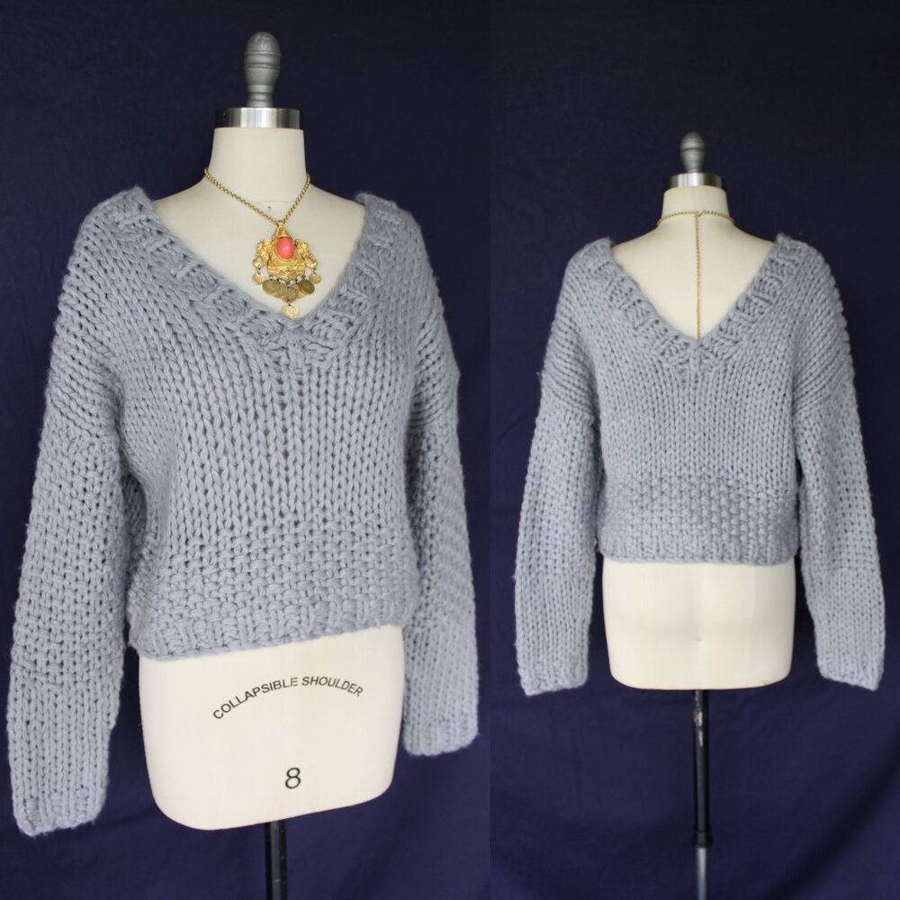 Lovers + Friends gray chunky Cropped sweater Jumper Maxine Sweater Baxter Alayah